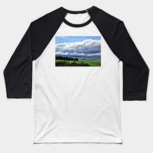 Cloud rolling over the distant mountains of the Trossachs, Scotland Baseball T-Shirt